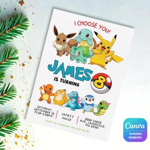 Printable Birthday Invitation, b-day invite, editable invitation, anime birthday invite, Instant Download