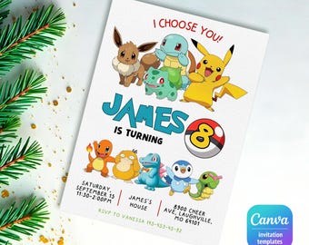 Printable Birthday Invitation, b-day invite, editable invitation, anime birthday invite, Instant Download