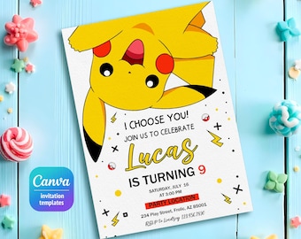 Printable Birthday Invitation, b-day invite, editable invitation, anime birthday invite, Instant Download