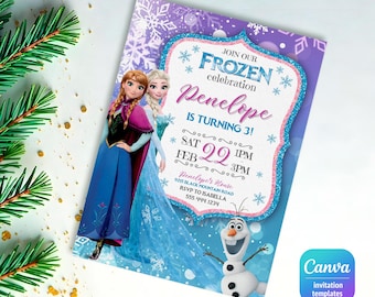 Princess Elsa invite, Frozen Anna invite template, girl birthday, Printable Birthday Invitation, Frozen invitation, editable winter invite