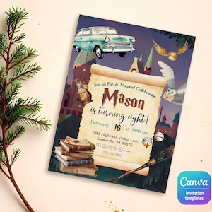 Harry Magical evite template, Wizard Birthday Invitation, printable Wizard Party Invite, Witches Invitation, Magical Birthday boy girl