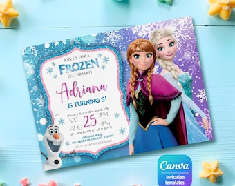 Princess Elsa invite, Frozen Anna invite template, girl birthday, Printable Birthday Invitation, Frozen invitation, editable winter invite