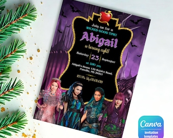 Descendants Invitation, Printable Editable Descendants Birthday Invite, Descendants Party Invitation Digital template, teens birthday party