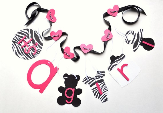 Zebra And Hot Pink Baby Shower Decorations It S A Girl Etsy