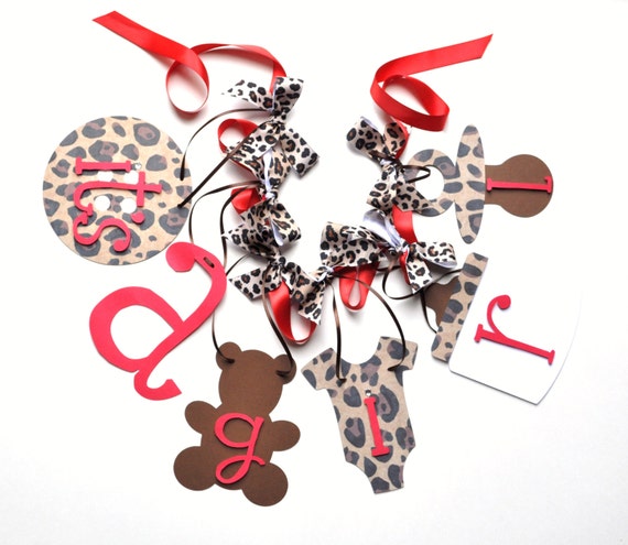 Leopard Baby Shower Decorations Cheetah Red It S A Girl Etsy