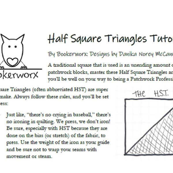 Half Square Triangle Tutorial and Sewing Pattern Beginner HST Quilting Patchwork Triangles Fabric Cotton Quilt How To Easy Pattern Basic