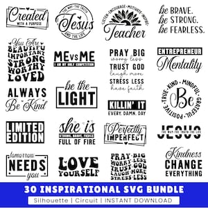 Pakiet Inspirujący Svg, Pakiet Motywujący Svg, Inspirujące Cytaty Svg, Miłość do Siebie Svg, Rodzaj Svg, Wiara Svg, Jesteś Ważny Svg, Plik Cięcia Svg
