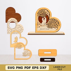 Cartello in legno personalizzato per coppia, file digitale tagliato al laser a strati, decorazione laser Love, coppia a forma di cuore SVG, coppia romantica SVG tagliata al laser