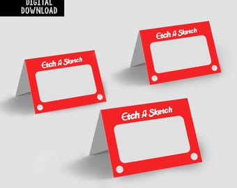 Toy Story Birthday Party Table Cards, Etch a Sketch Labels (Digital Download)