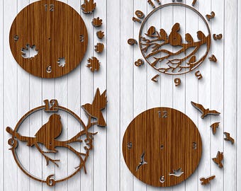Bird Wall Clock Laser Cut File: Love Birds Design (Digital Download)