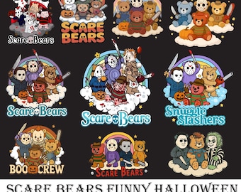 Scare Bears Halloween PNG Bundle, Horror Movie Bears, Vintage Design (Digital Download)