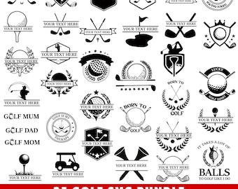 Paquete SVG de golf: 30 diseños de camisetas, monogramas y calcomanías (descarga digital)