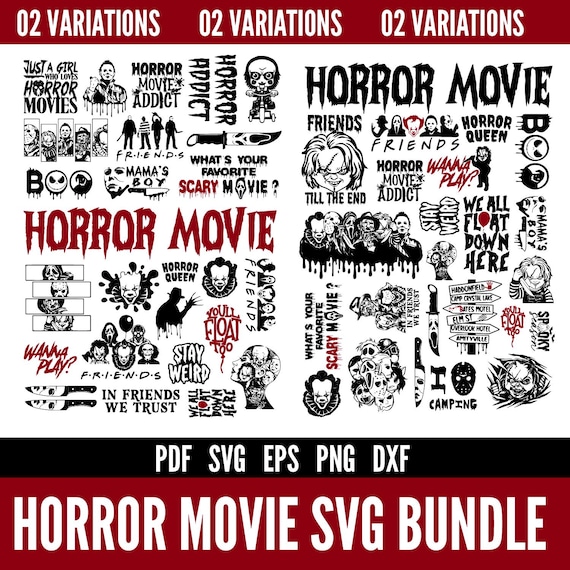 Retro Horror Movie SVG Bundle, Spooky Halloween Shirt Designs (Digital Download)