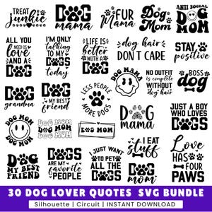 30 Haustierliebe SVG-Bundle, Hundeliebhaber-Zitate svg, Hunde-Mama-Svg, Welpen-Svg, Hunde-Sprüche svg, Hundecliparts, Pfote, Pelzmama-Svg, Haustier-Pfote