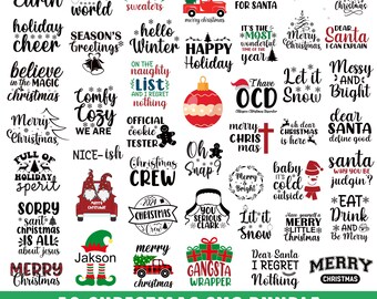 50 Christmas SVG Bundle: Funny Holiday Quotes (Digital Download)