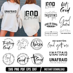 Dio senza paura mi ha preso Svg Png, citazioni cristiane, amore per Dio, basato sulla fede, spirituale, edificante e motivante, nessuna paura, design di stampa Shrints