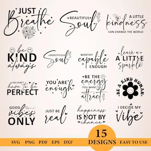 Boho Motivational SVG Bundle, Pozytywne afirmacje Svg, Self Love Png, Inspirująca bluza z rękawem, Wzmocnione kobiety Natychmiastowe pobieranie