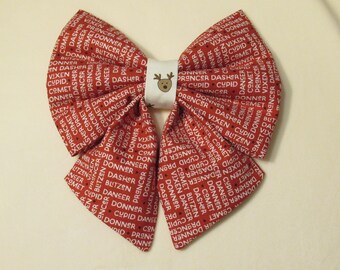 Santa's Reindeer Names Dog Cat Lady Sailor Bow Tie: Easy Collar Attachment