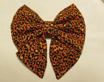 Jewel Toned Leopard Lady Dog Cat Sailor Bow Tie: Easy Collar Attachment