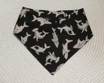 Dog or Cat Bandana Pirate Tales Sharks Black Pet Scarf with Adjustable Snaps