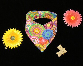 Dog Cat Bandana Kaleidoscope Bright and Bold Pet Scarf with Adjustable Snaps