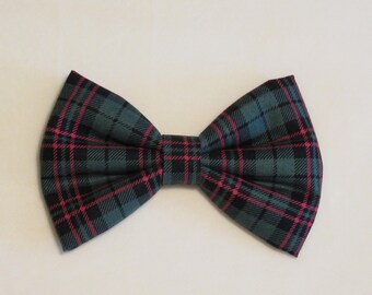 Holiday Plaid Christmas Dog Cat Bow Tie: Easy Collar Attachment