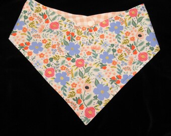 Rifle Paper Co Blue Pink Blush Floral Dog Bandana Pet Scarf with Adjustable Snaps