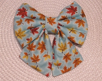 Autumn Maple Leaves Dog Cat Lady Sailor Bow Tie: Easy Collar Attachment