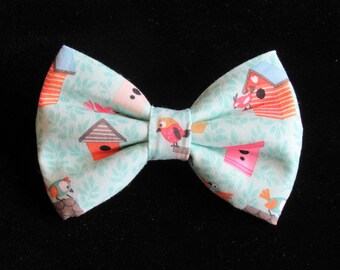 Cat's Meow Bird Chasing Dog Cat Bow Tie: Easy Collar Attachment