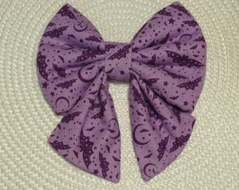 Halloween Purple Bats Dog Cat Lady Sailor Bow Tie: Easy Collar Attachments