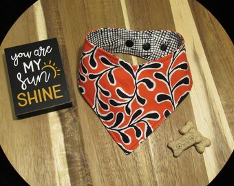 Red & Black Twigs Reversible Dog Cat Bandana Pet Scarf with Adjustable Snaps