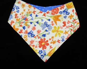 Summer Wild Flowers Floral Dog or Cat Bandana Pet Scarf with Adjustable Snaps