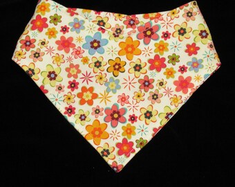 Dog or Cat Bandana Calico Cowgirls Fall Floral White Pet Scarf with Adjustable Snaps