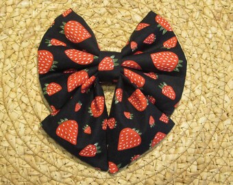 Strawberry Charm Dog Cat Lady Sailor Bow Tie: Easy Collar Attachment