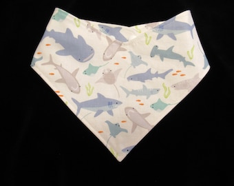 Sealife Sharks Dog Bandana Scarf: Adjustable KAM Snaps