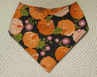 Dog or Cat Bandana Reversible Halloween Fall Pumpkins Pet Scarf with Adjustable Snaps