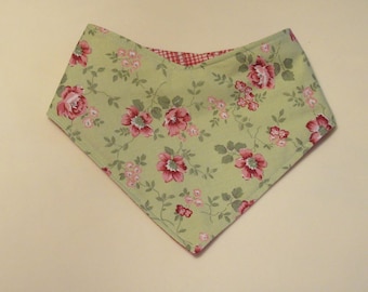 Reversible Floral Dog Bandana Plaid Pet Scarf with Adjustable Snaps