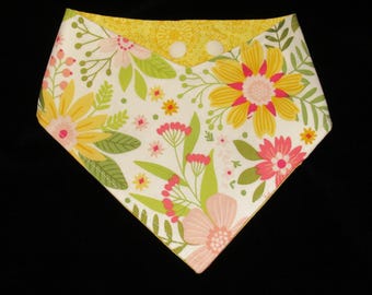 Dog Bandana Reversible Garden Floral Pet Scarf with Adjustable Snaps