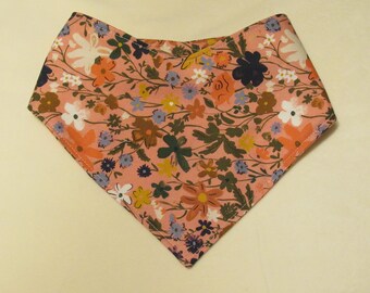 Dog Cat Bandana Organic Cloud 9 Rose Pink Floral Fabric Pet Scarf Snap On