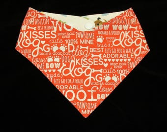 Reversible Dog Bandana: Adjustable Red Pet Scarf with Adjustable Snaps
