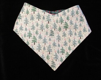 Christmas Trees Plaid Holiday Dog Bandana Pet Scarf with Adjustable Snaps