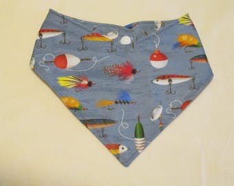 Gone Fishing Lures Dog Cat Bandana Pet Scarf with Adjustable Snaps
