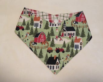Holiday Dog Cat Bandana Christmas Town Pet Scarf with Adjustable Snaps