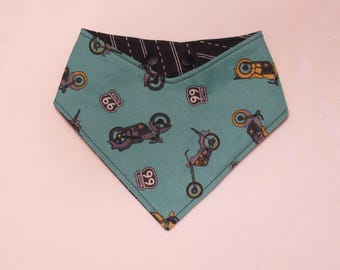 Dog Cat Bandana Reversible Route 66 Motorcycle Pet Scarf with Adjustable Snaps