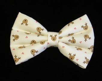 Santa's Reindeer Holiday Dog Cat Bow Tie: Easy Collar Attachment