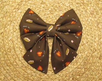 Campfire Smores Marshmallows Dog Lady Sailor Bow Tie: Easy Collar Attachment