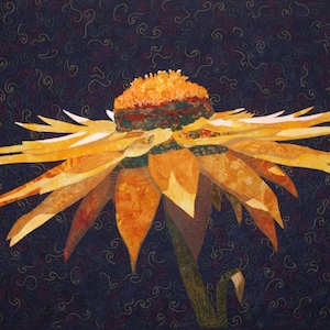 Yellow Cone Flower Art Quilt Pattern by Lenore Crawford