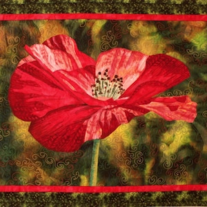One Poppy Art Quilt Pattern by Lenore Crawford