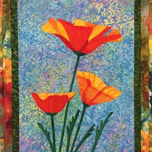 Yellow Poppies II Art Quilt Pattern by Lenore Crawford