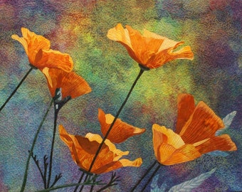 Yellow Poppies Fusing Pattern DOWNLOAD by Lenore Crawford